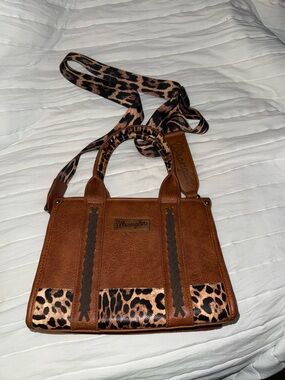 Wrangler Brown Crossbody with Leopard-Print Strap